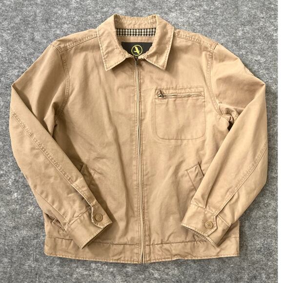 Aigle Khaki Jacket Mens XL Workwear Plaid Lined Coat Preppy - Picture 9 of 9